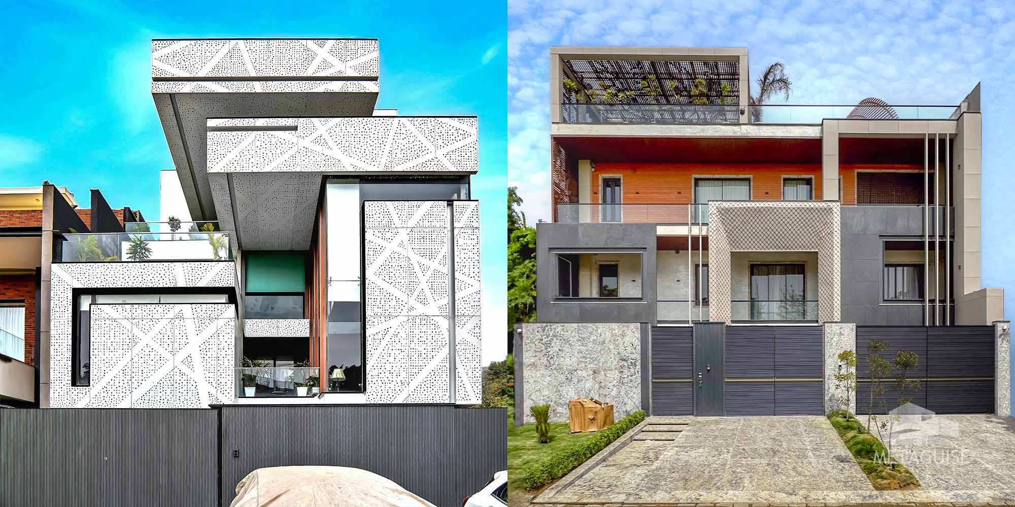 Top 10 premium house exterior design materials India – metal cladding aluminium and Corten steel facade