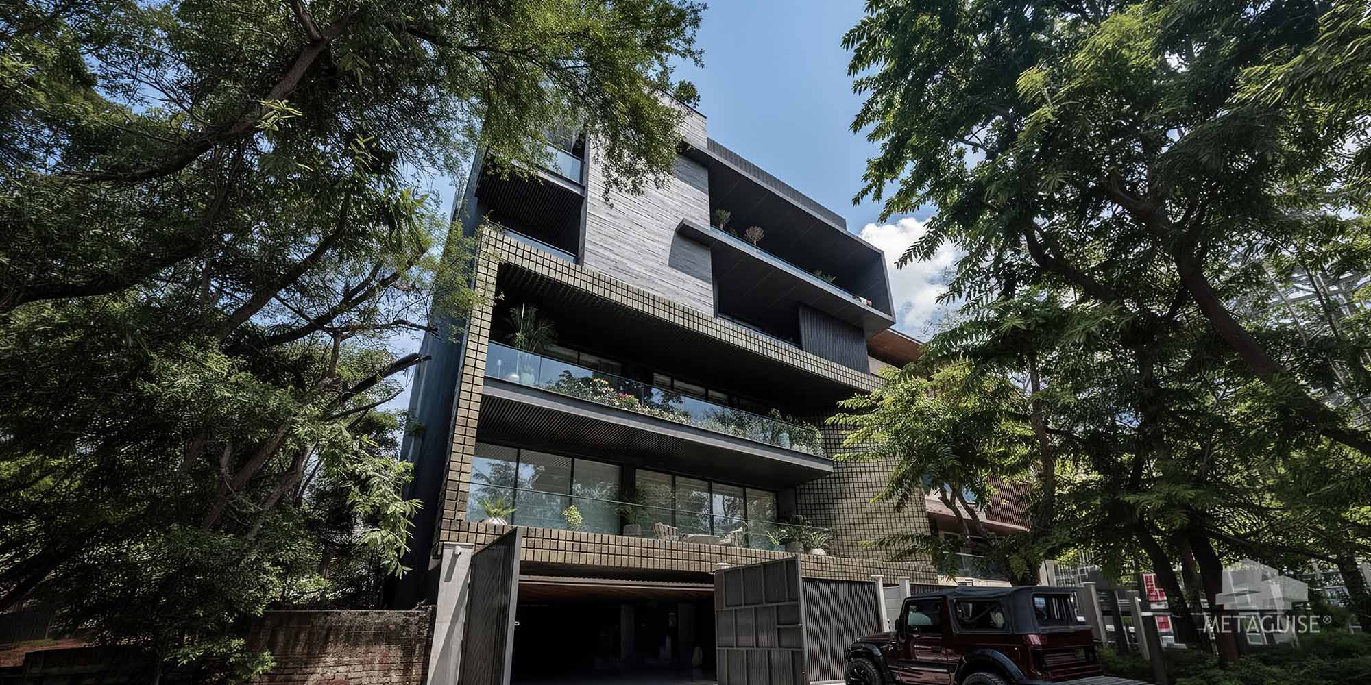 Modern home elevation design India 2026 – trending parametric metal facade on luxury residence